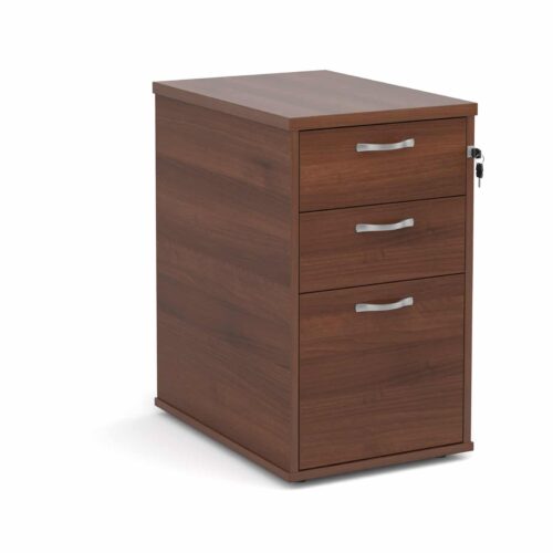 Ready Built 3 Drawer Wood Desk High Pedestal In Walnut 800MM Deep-4125