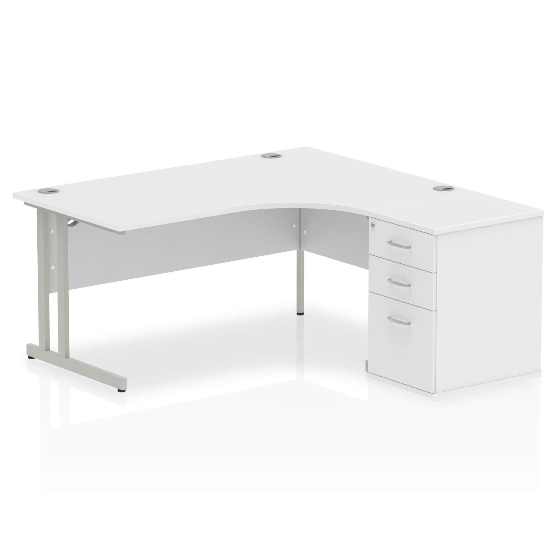 Corner Desk With 3 Drawer Pedestal White Bimi Office Furniture