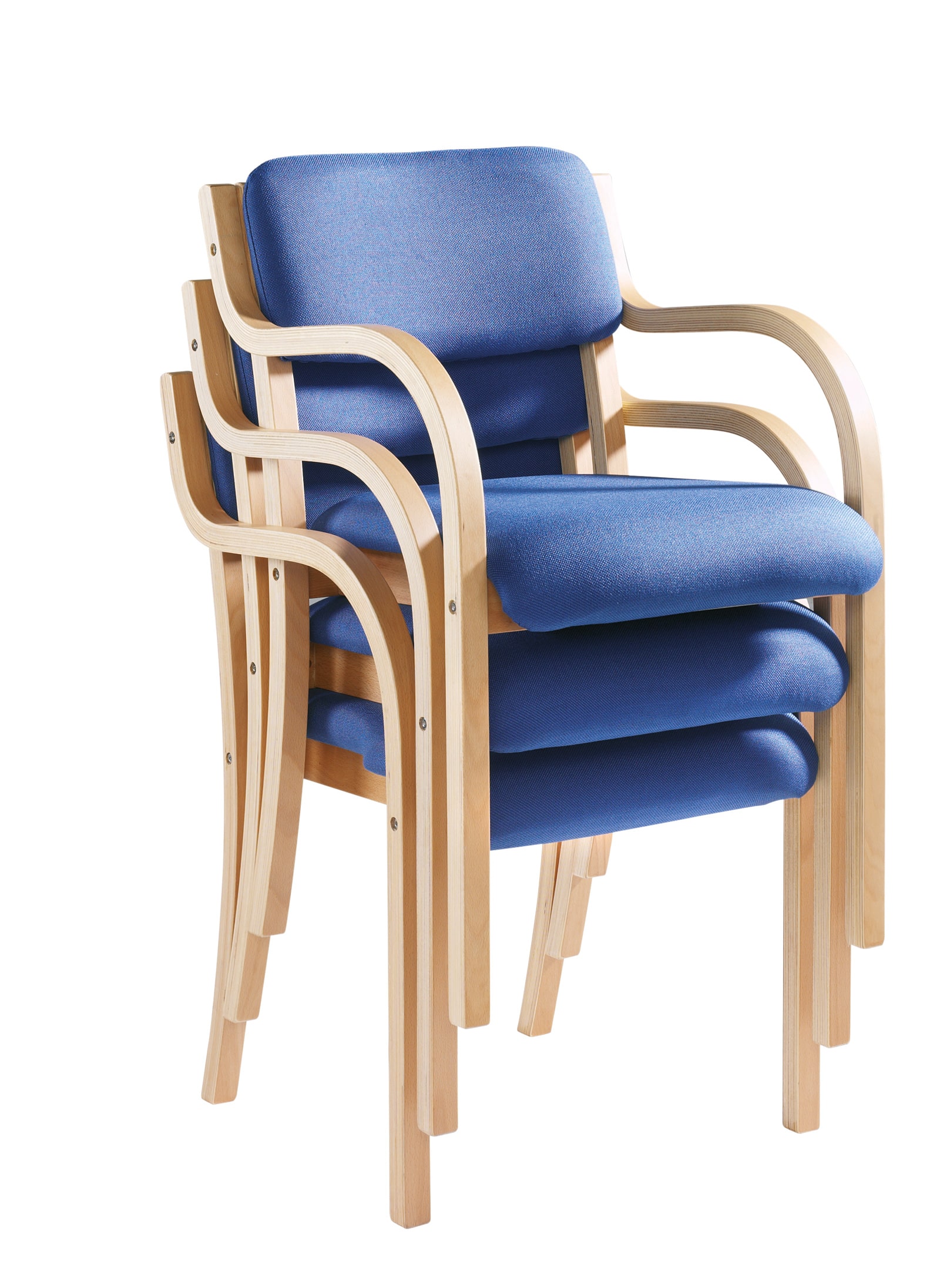 Prague Stackable Visitor Meeting Conference Chair Fixed Armrests Blue