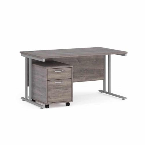 Straight Desk Grey Oak