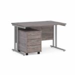 Grey Oak Desk and 3 Draw Pedestal 120mm