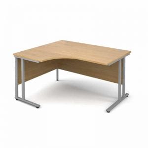 Oak 1400mm Left Hand Ergonomic Corner Desk-0