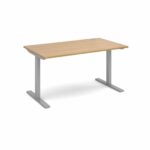 Elev8 1400 x 800 Sit Stand Desk - Silver frame - Oak-0