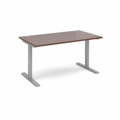Elev8 1400 x 800 Sit Stand Desk - Silver frame - Walnut-0