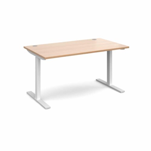 Elev8 1400 x 800 Sit Stand Desk - White frame - Beech-0