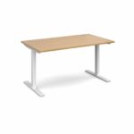 Elev8 1400 x 800 Sit Stand Desk - White frame - Oak-0