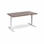 Elev8 1400 x 800 Sit Stand Desk - White frame - Walnut-0