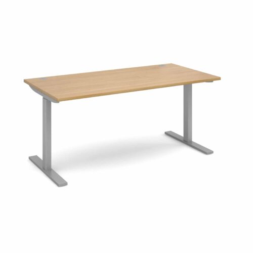 Elev8 1600 x 800 Sit Stand Desk - Silver frame - Oak-0