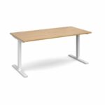 Elev8 1600 x 800 Sit Stand Desk - White frame - Oak-0