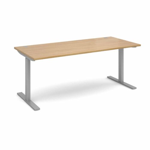 Elev8 1800 x 800 Sit Stand Desk - Silver frame - Oak-0