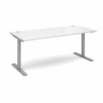 Elev8 1800 x 800 Sit Stand Desk - Silver frame - White-0