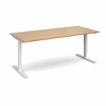 Elev8 1800 x 800 Sit Stand Desk - White frame - Oak-0