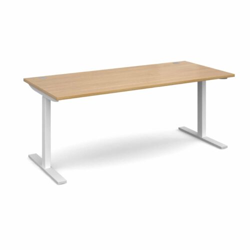 Elev8 1800 x 800 Sit Stand Desk - White frame - Oak-0