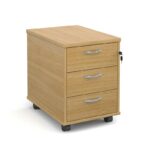 Ready Built 3 Drawer Wood Desk Under Desk Mobile Pedestal In Oak-0