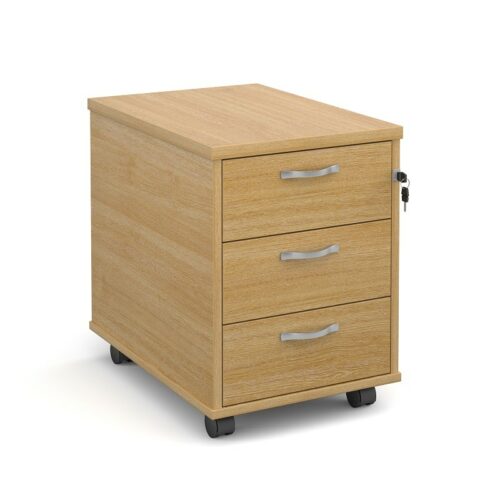 Ready Built 3 Drawer Wood Desk Under Desk Mobile Pedestal In Oak-4133