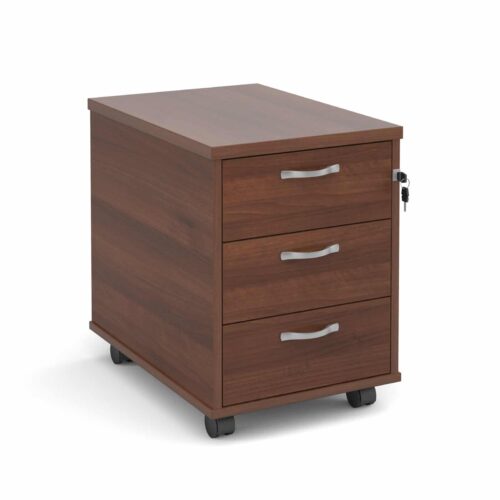 Ready Built 3 Drawer Wood Desk Under Desk Mobile Pedestal In Walnut-4103